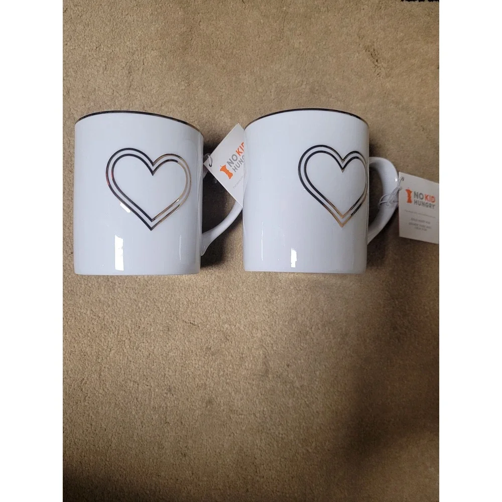 Williams Sonoma‎ Love Heart Mugs Set of 2 + 1 Candle NO KID HUNGRY Collaboration